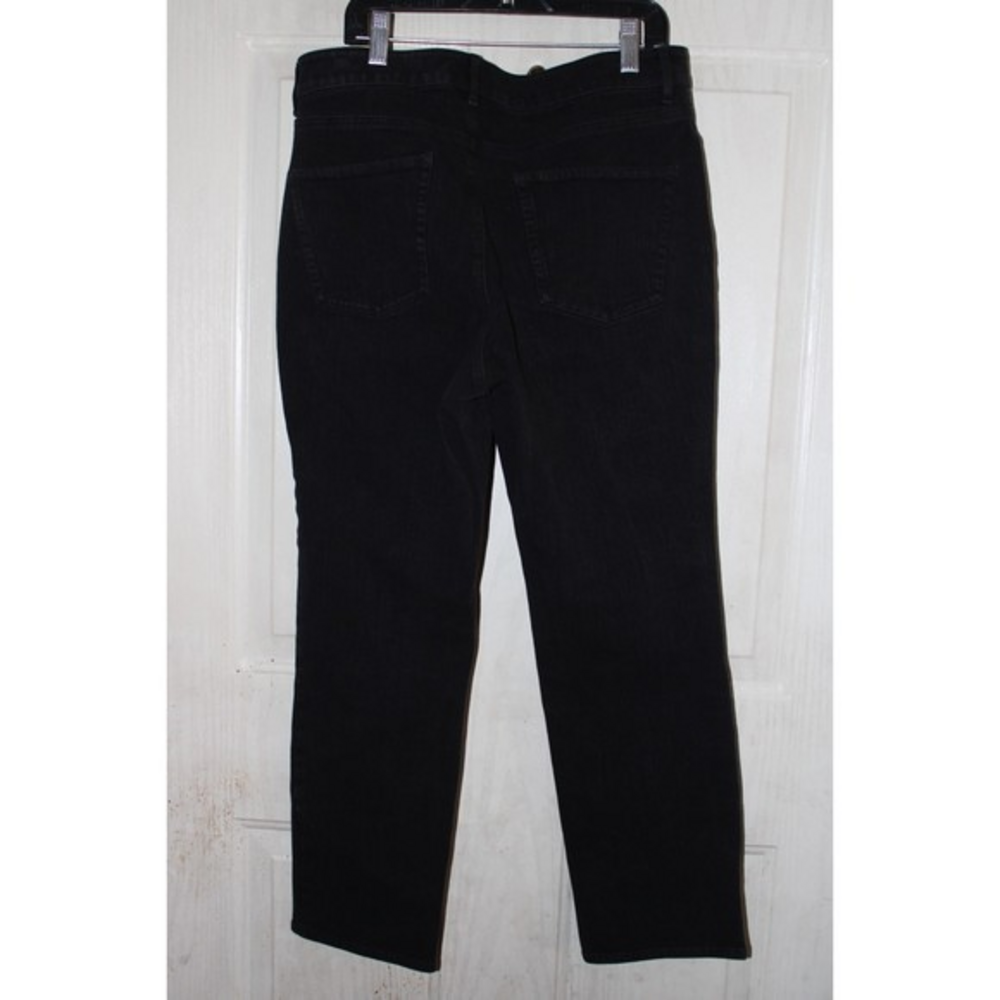 LL Bean Classic Fit Womens Sz 12 Black Straight Leg Denim Jeans‎